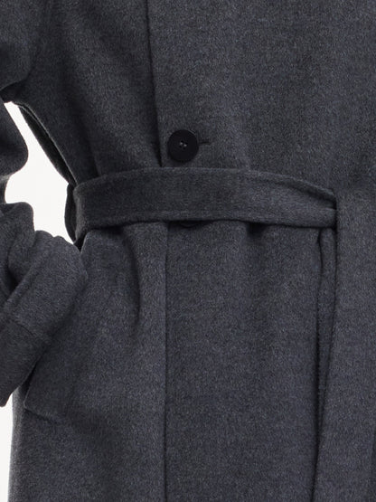 100% Wool Double-Faced Unisex Self-Tie Belt Overcoat