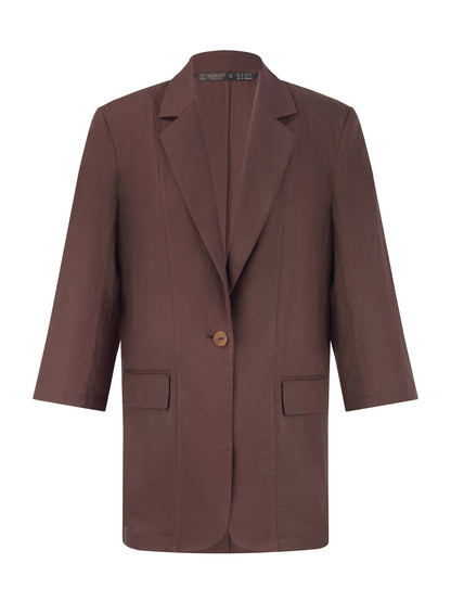Linen Blend Women 3/4 Sleeve Blazer