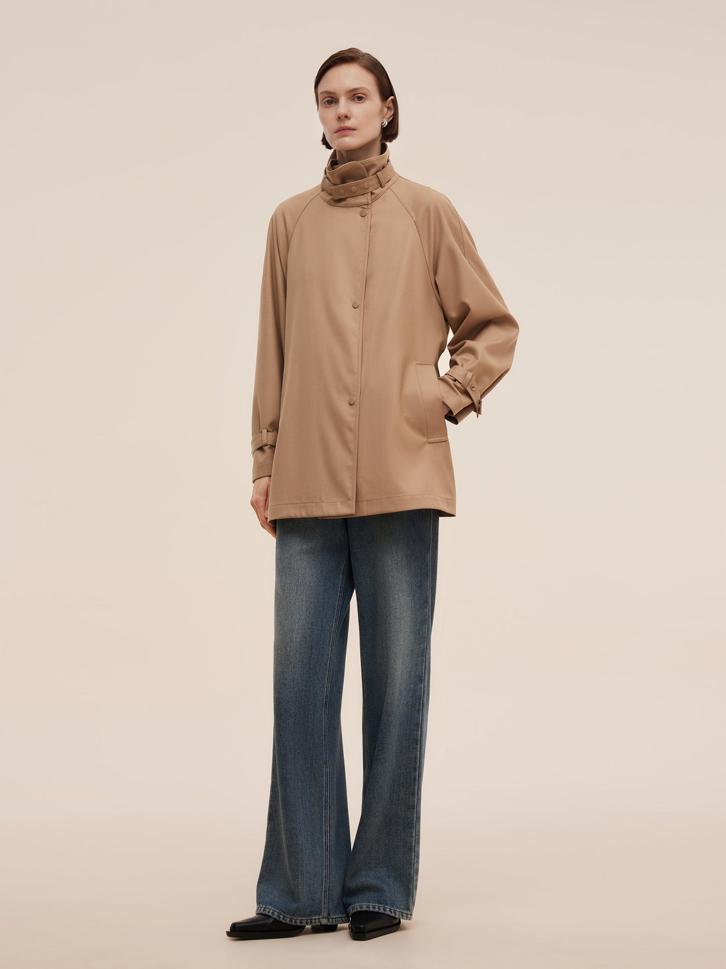 100% Worsted Wool Women Trench Coat
