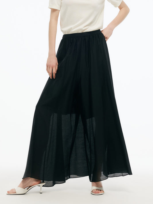 Tencel Blend Elastic Waist Women Culottes