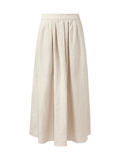 100% Linen Women High-Waisted A-Line Skirt
