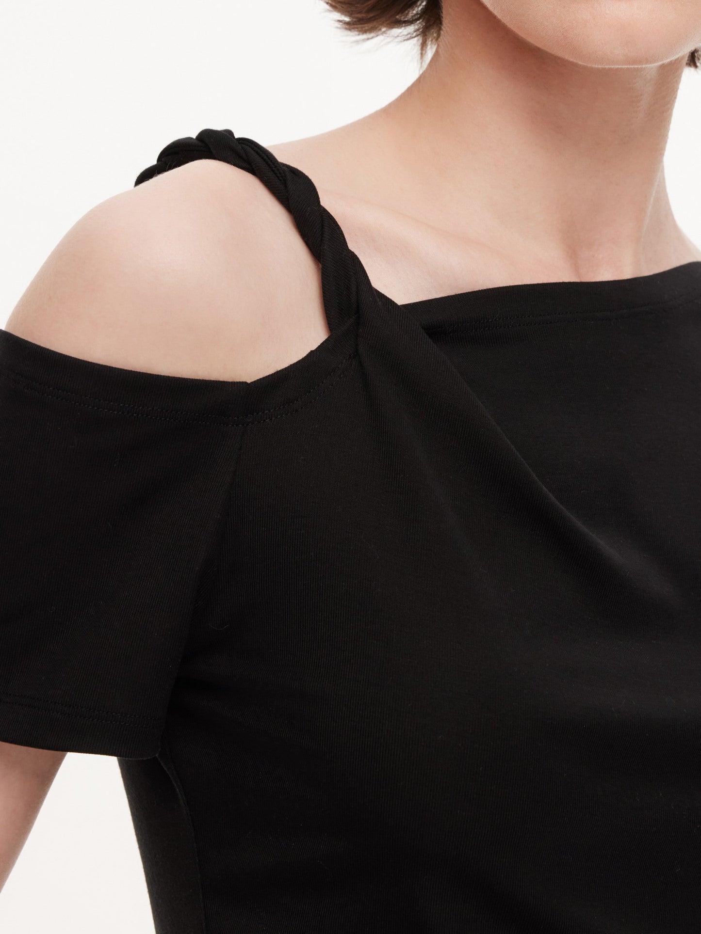Tencel Blend Stretch One-Shoulder Women Knit Top