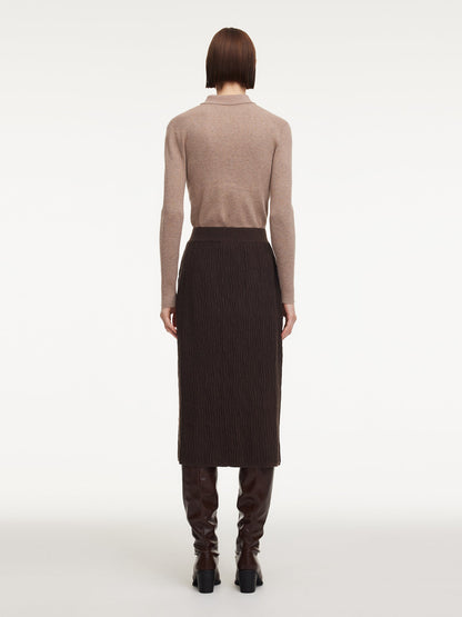 Ribbed Knitted Column Women Skirt