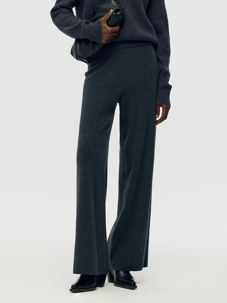Machine Washable Wool Wide Leg Women Pants