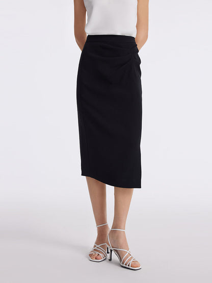 Triacetate Slit Ruched Women Half Skirt