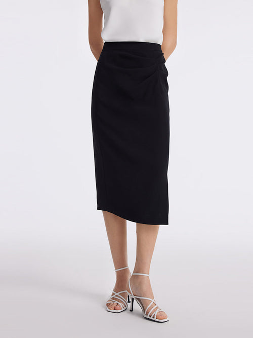 Triacetate Slit Ruched Women Half Skirt
