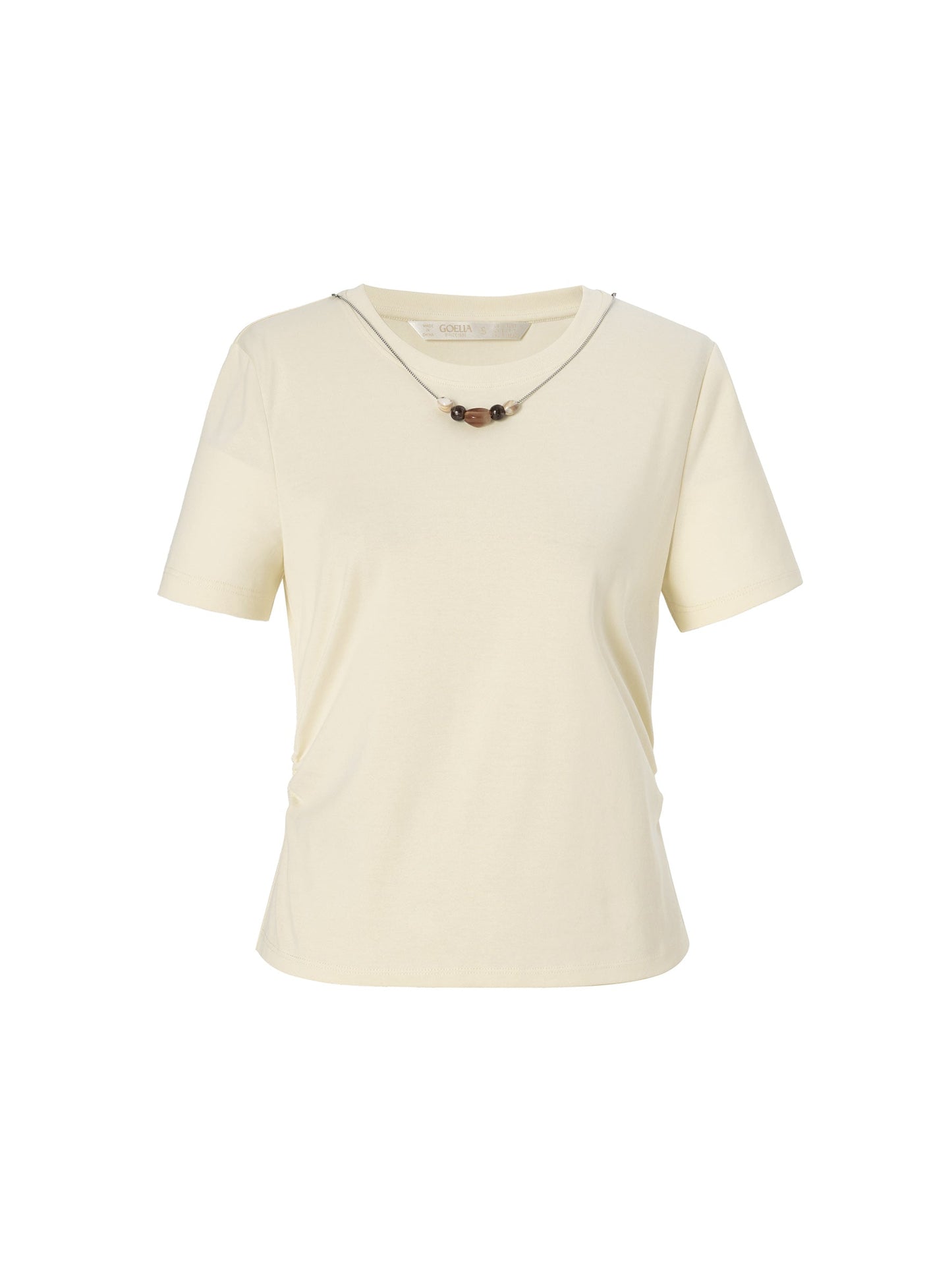 Cotton Side Twist Women T-Shirt With Detachable Beaded Chain