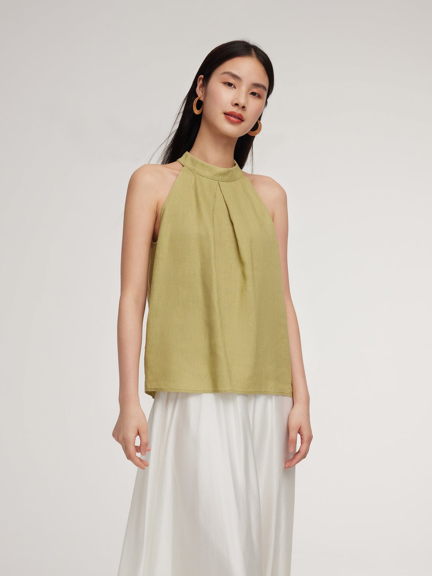 100% Linen Women Halter Tank Top