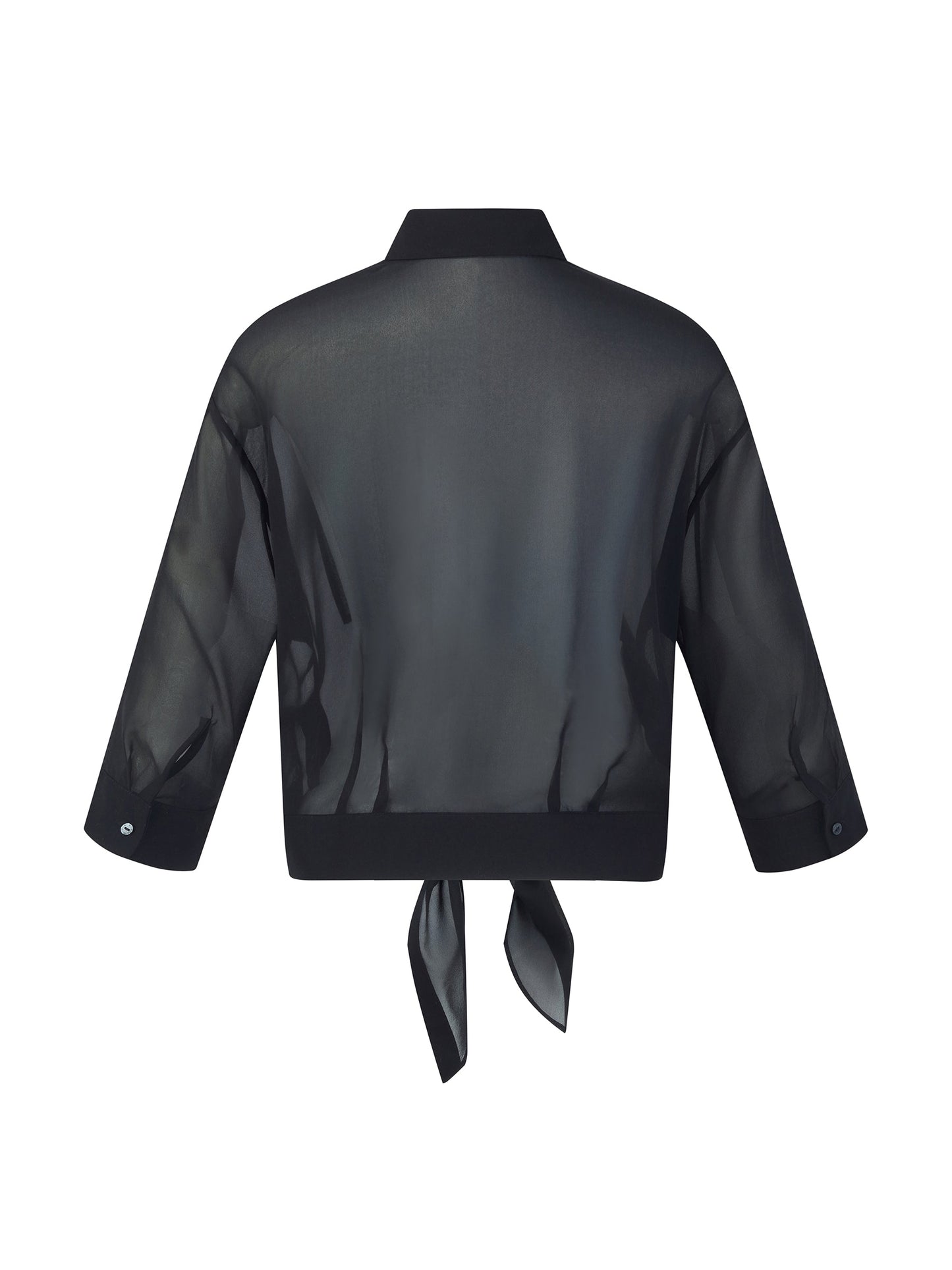10MM Mulberry Silk Tie Front Women Sheer Shirt