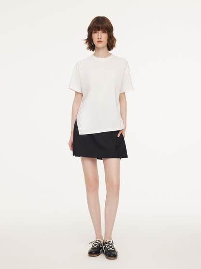 Asymmetrical Hem Heart Decorated Women T-Shirt