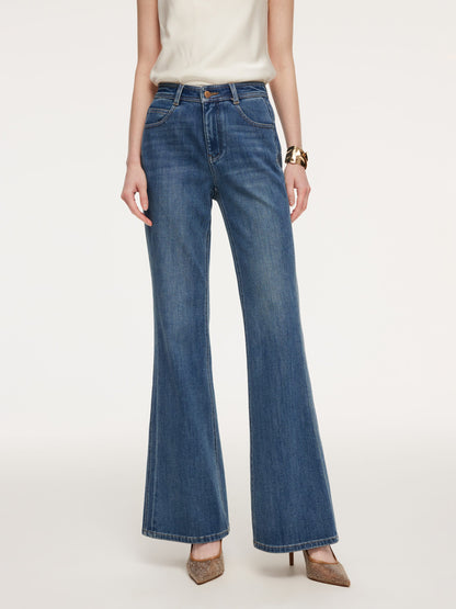 Lyocell Blend Four-Way Stretch Women Flared Jeans