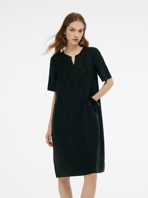 18MM Xiang Yun Silk Pockets Women Loose Fit Midi Dress