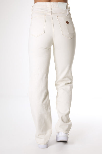 A 94 High Straight Jean Stone White