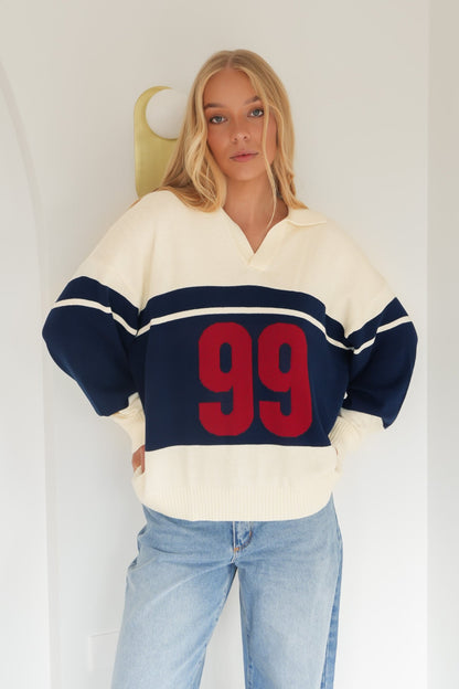 A 99 Rugby Knit Blue Stripe