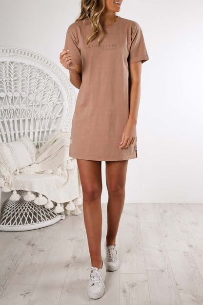 AAE Washed Tee Dress Tan