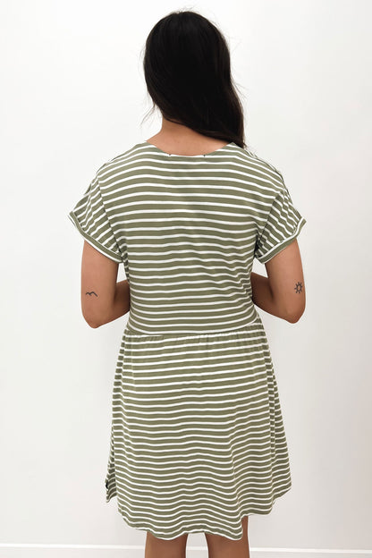 Abi Stripe Mini Dress Khaki