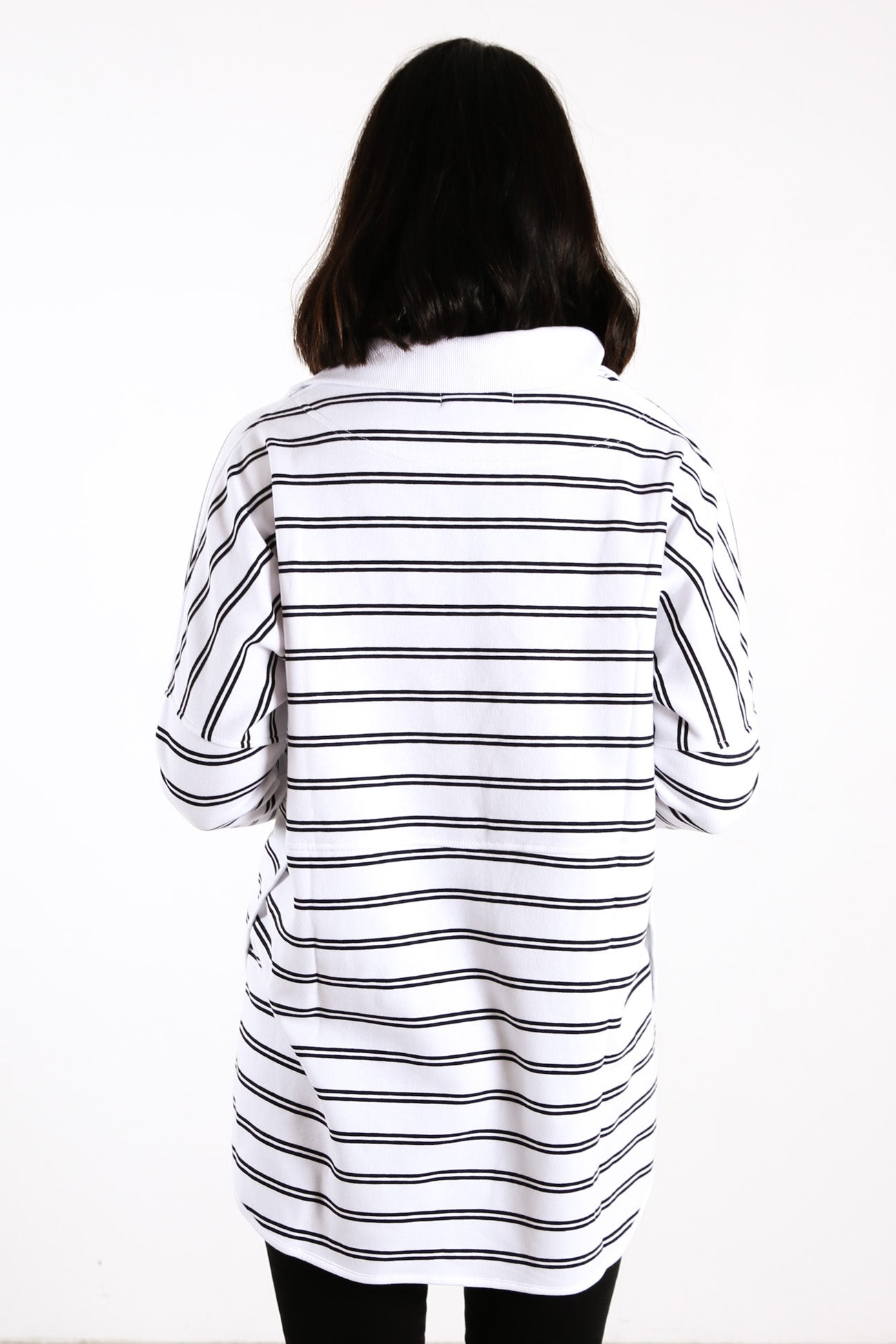 Adele Sweat White Black Stripe