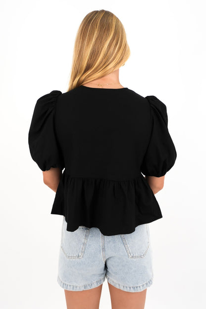 Aftersun Linen Top Black