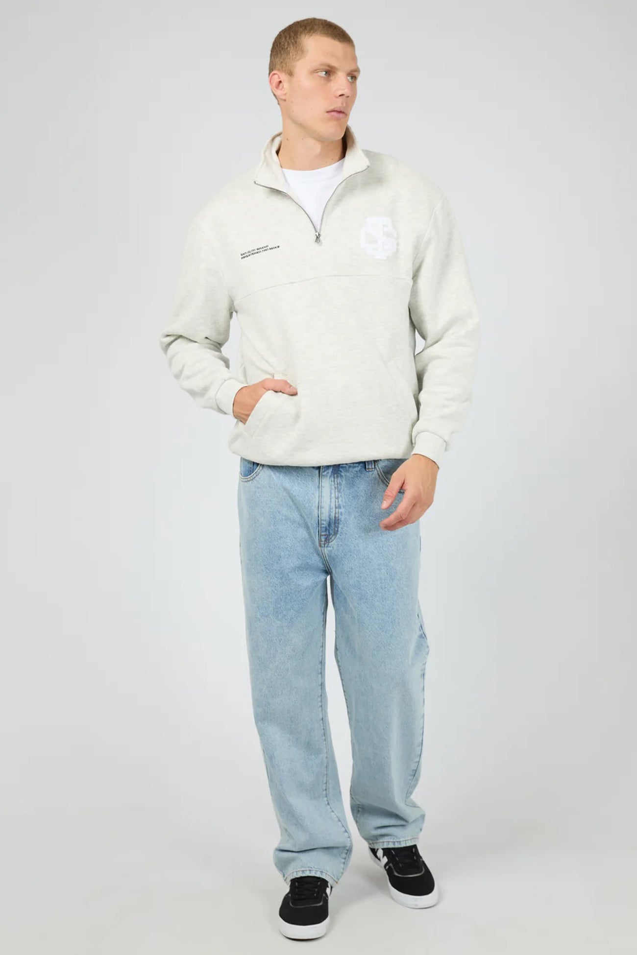 Airlock Quarter Zip Stone Marle