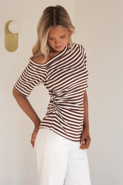 Alana Top Brown Stripe