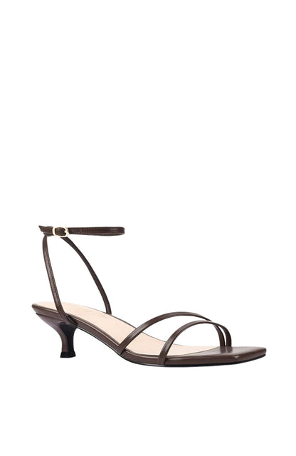Alex Kitten Heel Sandals Chocolate Brown