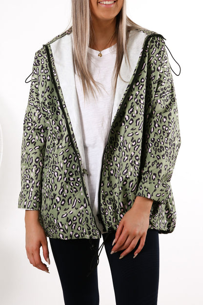 Alla Spray Jacket Olive Leopard