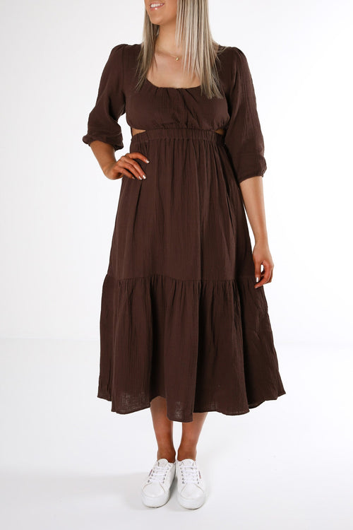 Amara Midi Dress Brown