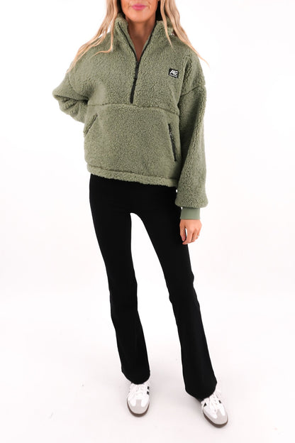 Amara Quarter Zip Teddy Khaki