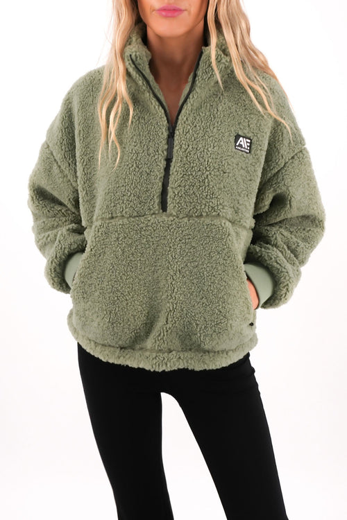 Amara Quarter Zip Teddy Khaki