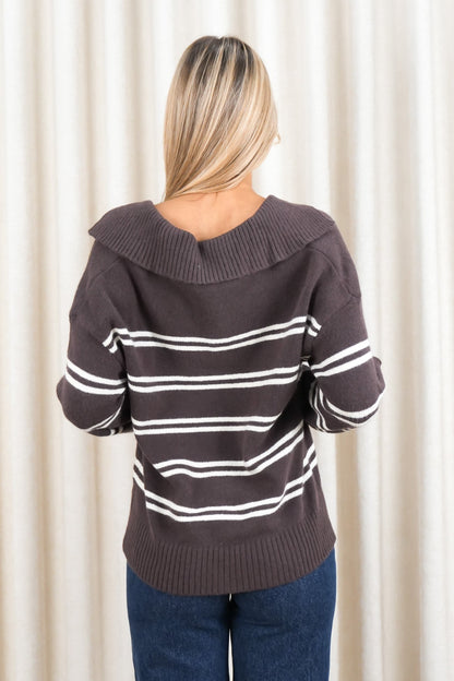 Andrew Rugby Knit Chocolate Stripe