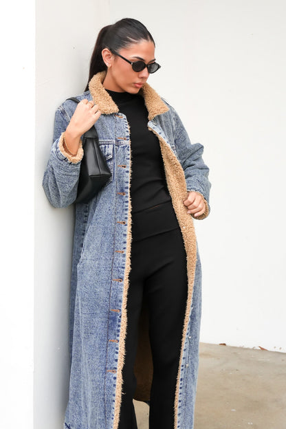 Angelina Denim Coat Blue Acid Wash