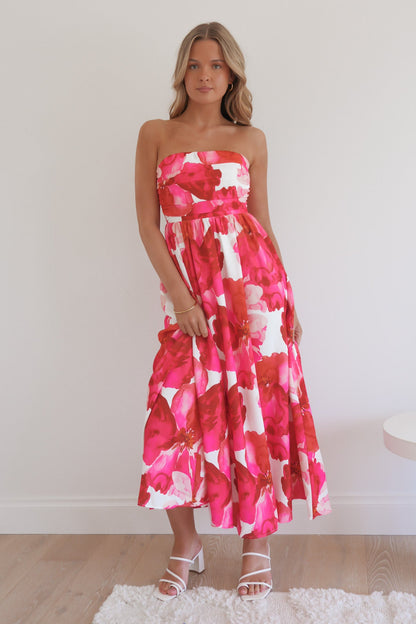 Angelo Midi Dress Red Floral