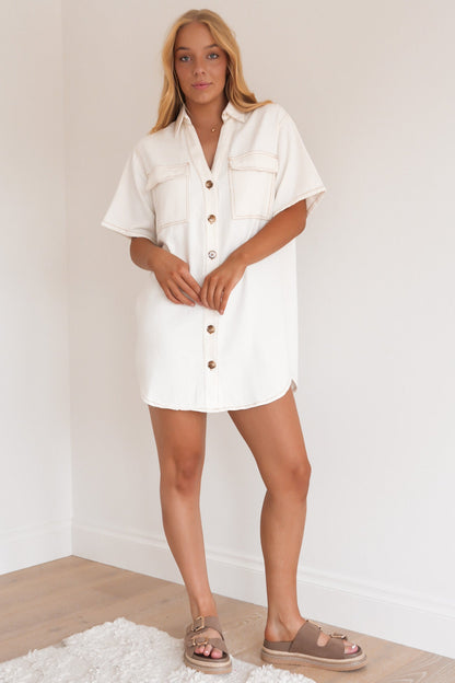 Angie Denim Mini Dress White