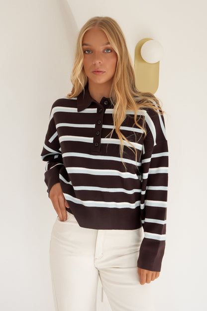 Anita Knit Polo Top Chocolate