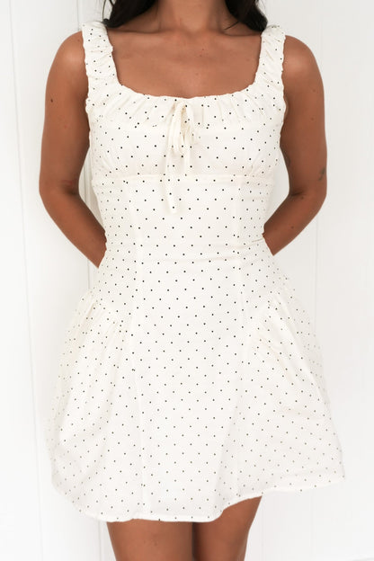 Anny Mini Dress White Polka Dot