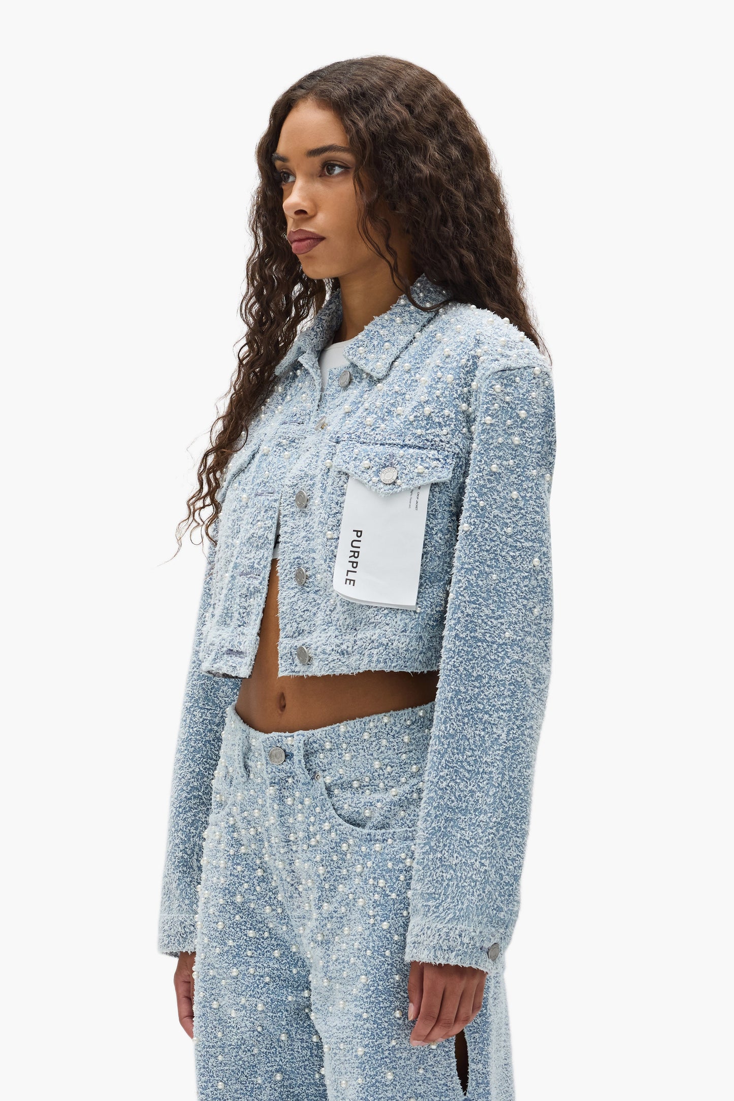 Cropped Textured Pearl Jacket