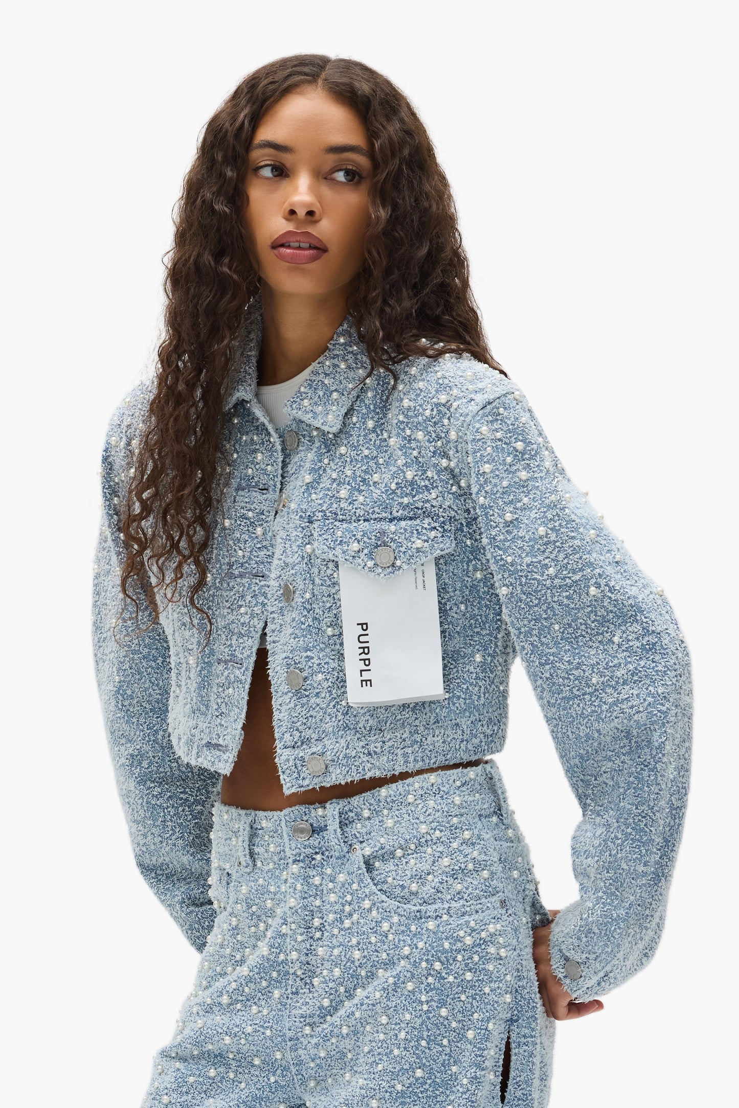 Cropped Textured Pearl Jacket