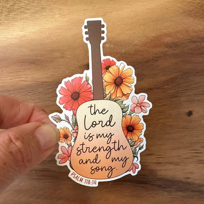 The Lord Is My Song | Guitar & Flowers Sticker