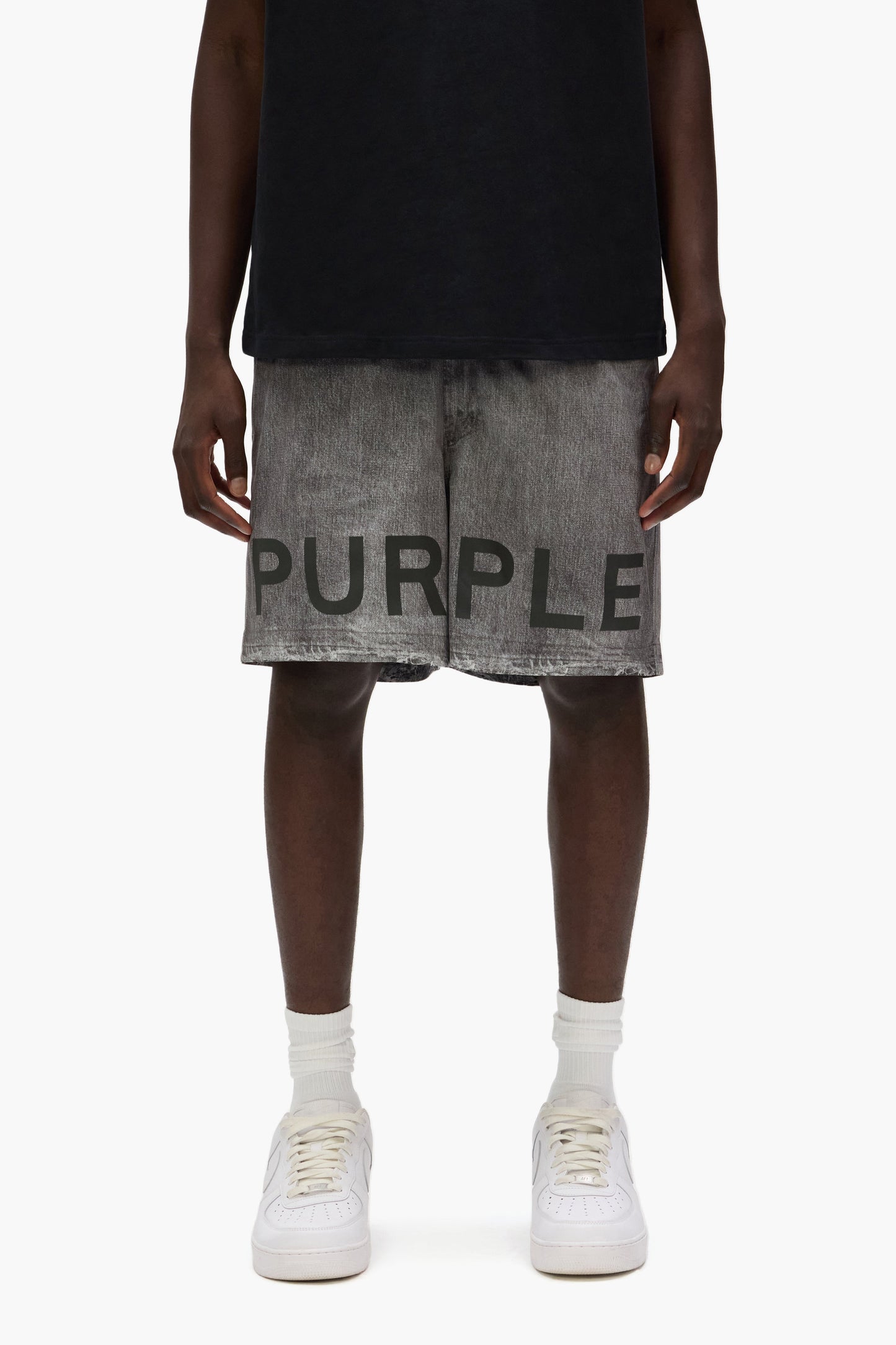 Faux Denim Wordmark All Around Shorts