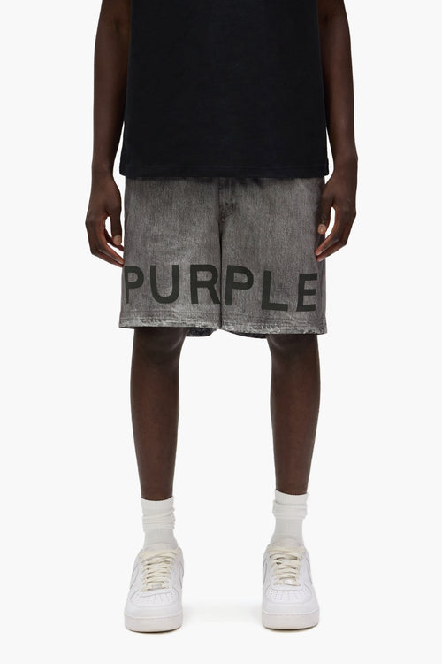 Faux Denim Wordmark All Around Shorts