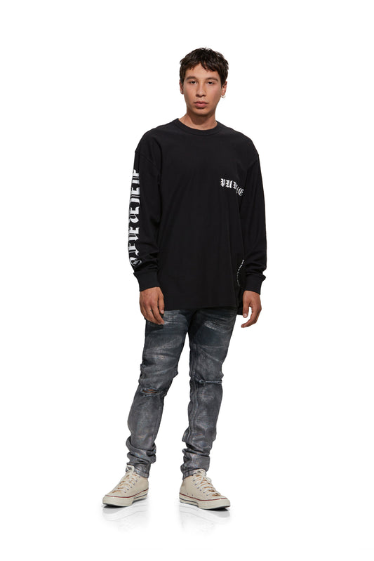 P001 LOW RISE SKINNY JEAN - Anthracite Hickory Overdye W Iridescent Foil
