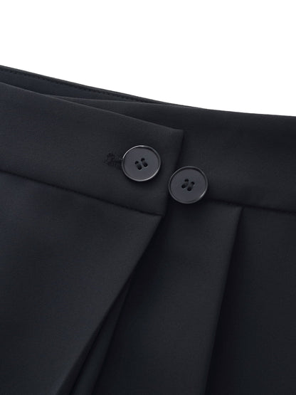 Four-Way Stretch Straight Leg Women Asymmetric Wrap Pants