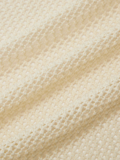 100% Cotton Openwork Tie Front Women Cardigan