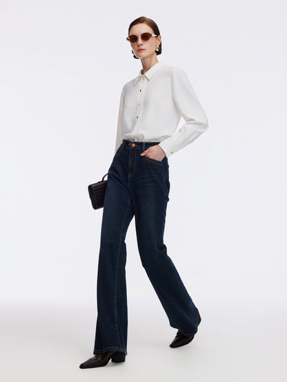 Denim Fleece Lined Women Flared Jeans