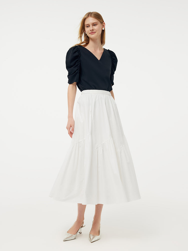 100% Cotton A-Line Elastic Waist Women Skirt