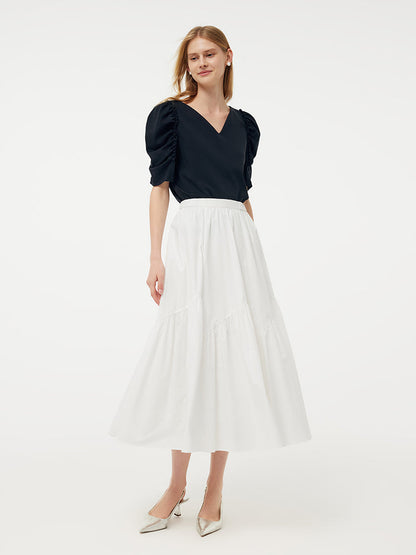 100% Cotton A-Line Elastic Waist Women Skirt