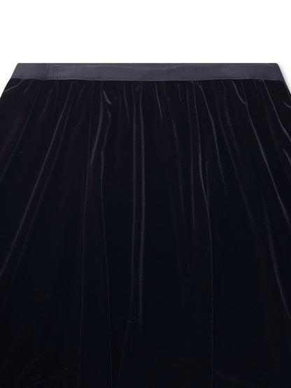 Black Velvet A-Line Elastic Waist Women Skirt