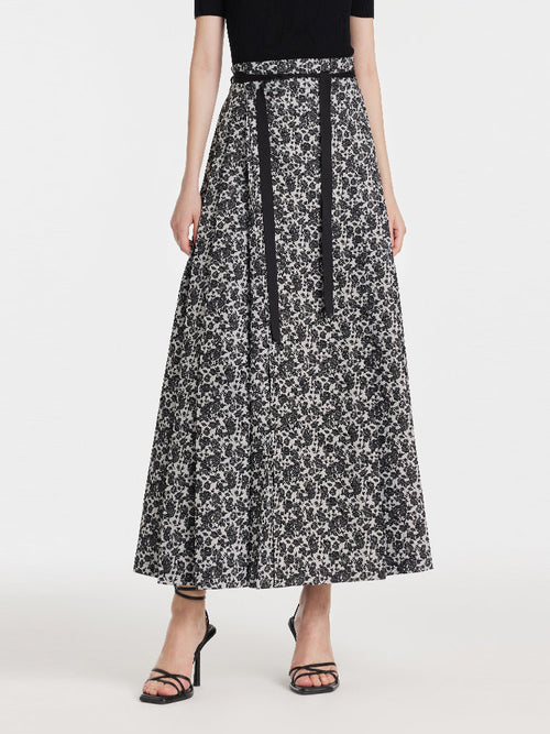 Rose Jacquard Pleated Women Mamianqun With Bottomed Skirt