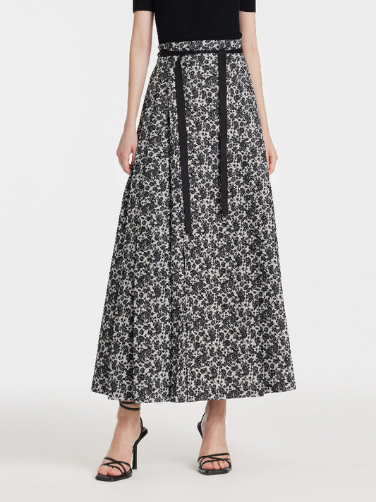 Rose Jacquard Pleated Women Mamianqun With Bottomed Skirt