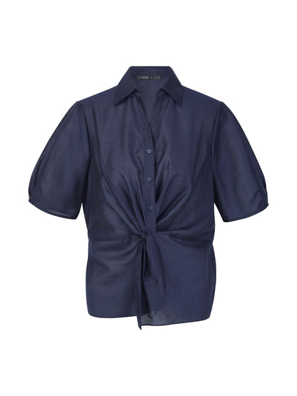 Tencel Blend Twist Front Women Blouse